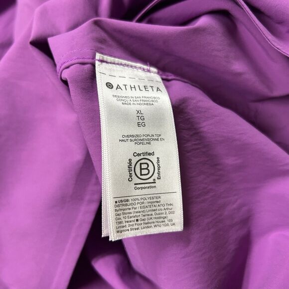 Athleta Jazzy Purple Button Down Shirt With Zipper Pocket  Women’s Size XL - Picture 9 of 14